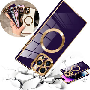 Case For iPhone 15 Pro Max 13 14 12 Square Magnetic Mag Safe Slim Plating Cover