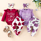 Newborn Baby Girl Floral Outfits 3Pcs Set Romper Tops Trousers Headband Clothes