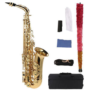 Alto Saxophone Eb E Flat Brass Lacquered Gold Student School Band Alto Sax Y5Z8