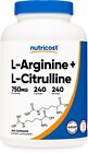 Nutricost L-Arginine L-Citrulline Complex 750mg, 240 Capsules - Non-GMO