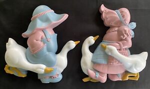 Vintage 1988 Burwood Cottage Core Country Goose Wall Hanging ADORABLE