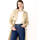 $180 SAM EDELMAN WOMEN XL TRENCH COAT TONE ON TONE BELTED DOUBLE BREASTED BIRCH