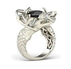 Mermaid silver chunky stone ring