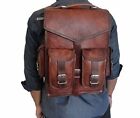 Goat Leather Backpack Bag Laptop Rucksack Vintage Brown Men Genuine S Travel New