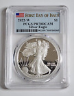 2022-W American Silver Eagle PCGS PR70DCAM First day of Issue Flag Label