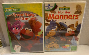 Lot of 2 Sesame Street DVDs Monster Manners Elmo Travel Songs Games Factory Seal
