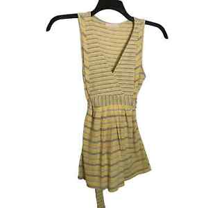 Anthropologie Testament Yellow Striped Babydoll Sleeveless Top - Size Small