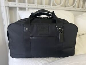 COACH | Black Nylon DUFFLE Bag Small Weekender Overnight Luggage | Leather Trim