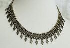 Egyptian Tribal Statement Necklace Choker Antiqued Gold Tone Vintage 14-17”