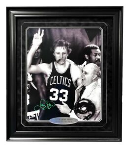 Larry Bird Signed Framed Celtics 16x20 w/ Auerbach Cigar Autograph Fanatics COA