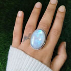 Large Moonstone Ring 925 Sterling Silver Rings Statement Women Waman Ring HM438