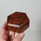 Vintage Burl Wood Keepsake Hexagon Trinket Box Small Wooden Jewelry Box