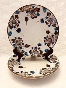 New ListingHandmade Crackle Finish Art Pottery Dinner Plates Blue Brown 9 7/8” Set Of 2