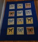 Handmade quilted Throw Butterflies  34 X 43