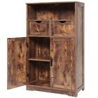 Storage Cabinet with 2 Drawers & Shelves, Freestanding Storage Cabinet with Door