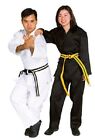 Medium Weight Student Karate Uniform Gi w/ White Belt Child Adult Size Black TKD