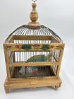 vintage folk wooden small bird cage With Hanging Fish