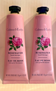 Crabtree Evelyn ROSEWATER Hand Therapy Cream Lotion Lot x 2 NEW Purse Sz Rose