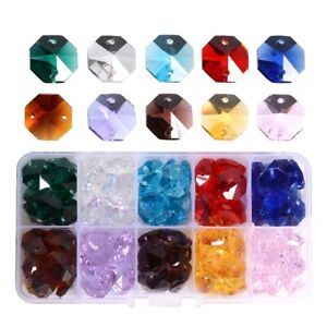 100Pcs 14MM Color Crystal Octagon Bead Chandelier Prism DIY Part Jewelry Making