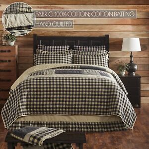My Country King QUILT 124WX115L Country Navy Khaki Patchwork