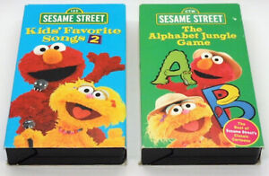 Sesame Street THE ALPHABET JUNGLE GAME & KIDS' FAVORITE SONGS 2 VHS Tapes Muppet
