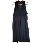 Jones New York Black Halter V Neck Ruched Coctail Dress Women Plus Size 22W