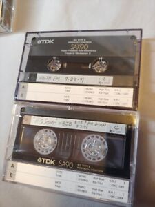 TDK SAX 90 SA90 Cassette Tape lot of 2 Recorded on once WBJB FM 1991