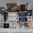 Mega Junk Drawer Lot Coins Copper Siver Currency Watches Knives-C Descrip