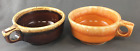 Set of 2 Vintage Hull Pottery USA Single Handle Soup Bowls Brown & Orange Drip