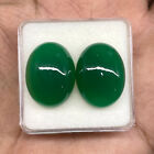 2 Pcs Natural Green Onyx 20x15mm Oval Cabochon Loose Untreated Gemstones Lot