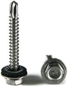 Stainless Steel Roofing Siding Screws Hex Washer Head TEK EPDM 10 x 1-1/4 1000PC