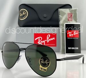 Ray-Ban Aviator RB3675 Sunglasses 002/31 Black Metal Frame Green G-15 Lens 58mm
