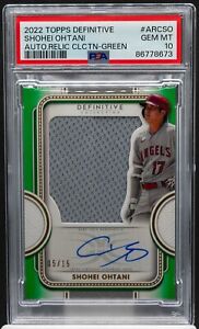 New Listing8673 Shohei Ohtani 2022 Topps Definitive Green Game Used Patch Auto 5/15 PSA 10