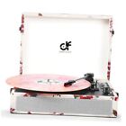 Vintage 3-Speed Record Player with Stereo Speakers, Bluetooth Vinyl Floral