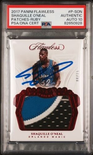 Shaquille O'Neal 2017 Panini Flawless Patches Ruby Signed Card Auto PSA 10 8/15
