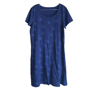 Fresh Produce Women's Midi Dress Size XL Starfish Blue Made in USA 100% Cotton