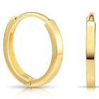 14K Solid Yellow Gold Shiny Round Plain Huggie Hoop Earrings Small 10MM 13MM
