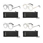 EYE ZOOM Metal Frame Round Reading Glasses with Spring Hinge for Men and Women