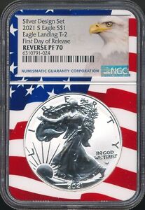 2021 Reverse Proof American Silver Eagle T-2 ASE $1 NGC REVERSE PROOF 70 FDOR