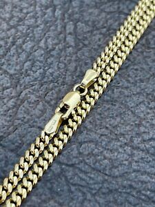 Solid 14k Gold Miami Cuban Link Chain 3mm Necklace Great For Mens Pendant 18-30