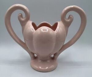 Mid-Century (1960 Ish) Vintage Pink Tulip Vase With Handles