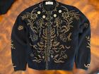 Vintage Beaded Black Cashmere Wool Womans Cardigan Sweater
