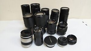 Lot Of 14 Vintage PARTS AS-IS Minolta Tamron Vivitar Camera Lenses *PARTS AS-IS*