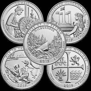 2019 All 5 National Parks ATB Brilliant Uncirculated Quarters Coin SET BU!