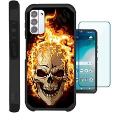 Hybrid Case for Nokia C300 Phone Cover with TEMPERED GLASS / Skull Flame