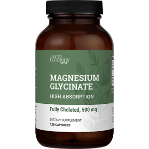 Earth Harmony Pure Chelated Magnesium Glycinate 500 mg - 120 Capsules