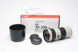 Canon EF 70-200mm f4L IS USM zoom, caps, hood, box, clean, tested, USA *Read
