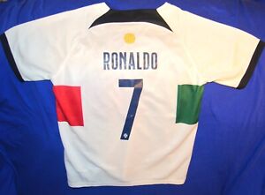 Christiano Ronaldo #7 Portugal Youth White Jersey Qatar 2022 World Cup Size 24