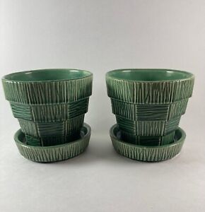 New ListingMccoy pottery planters vintage 4 inch basketweave