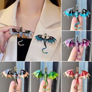 Fashion Crystal Enamel Flying Dragon Brooch Pin Women Costume Jewelry Party Gift